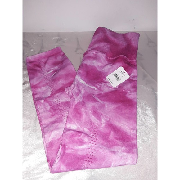 NWT Free People Size M/L Movement GOOD KARMA Pink Tie-Dye Leggings - Picture 2 of 10